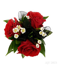 midnight elegance rose black white wax flower ribbon corsage