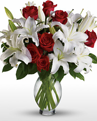 timeless romance love anniversary red white roses lily lilies