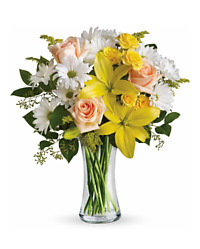 peach yelow white lily roses mums