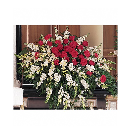 Red and White Casket Srpay